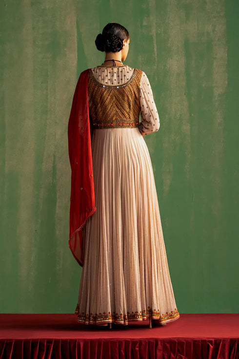 Charvi Snow White Pink Anarkali Set